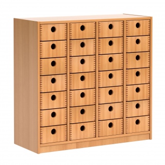 Schrank mit 28 Massivholzkästen, 98 cm hoch, 100x40 cm (B/T), Schrank mit 28 Massivholzkästen, 98 cm hoch, 100x40 cm (B/T),